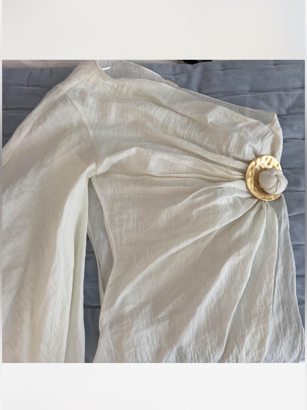 cult gaia Cream Wide-Leg top with Sculptural Gold Buckle
